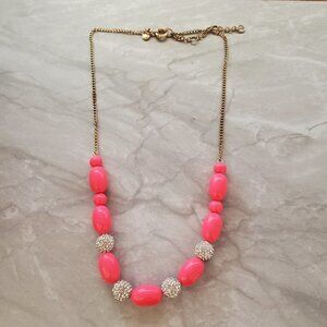 💕 J.Crew Hot Pink Rhinestone Crystal Pave Fire Ball BeadedNecklace 💕